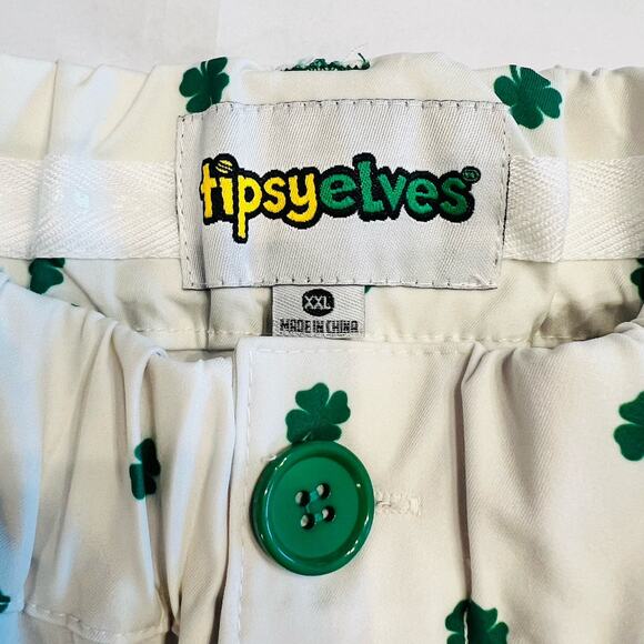 Tipsy Elves St Patty Day Shorts Clovers All Over Mens XXL White/Green (A0130) - Picture 3 of 7